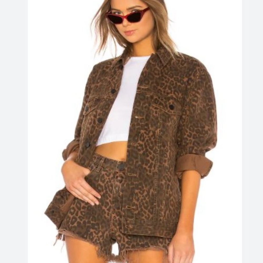 Denim X Alexander Wang Leopard Daze Denim Jacket